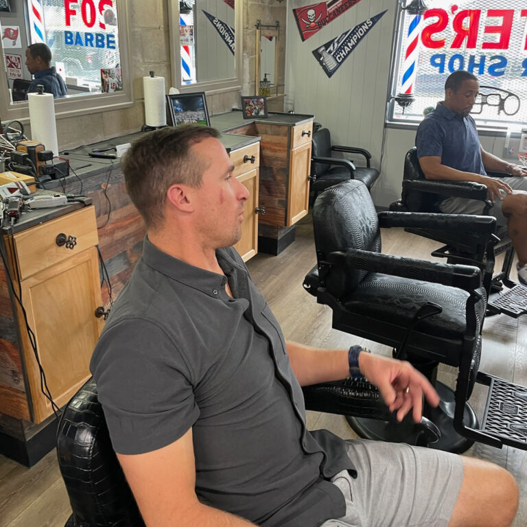 Drew Brees at Fosters Barber Shop Tampa